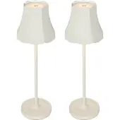QAZQA Sett med 2 Retro Bordlamper Off-White Oppladbar IP44 - Granny
