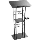 Vevor Podiumstativ, 1180 mm metalltalerpult, buet stående podium med bred leseflate, åpent oppbevaringsrom, bokstopper, koppholder, for klasserom, bryllup, konferanse, tale, konsert