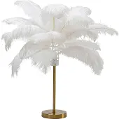 Kare Feather Palm bordlampe med fjærer, hvit
