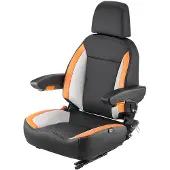 Vevor universalt gaffeltrucksete, traktorsete med justerbar rygg, armlener, nakkestøtte og sikkerhetsbelte, sikkert traktorsete med mikrobryter, ergonomisk gressklippersete for kompaktlaster bulldoser