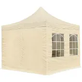 TOOLPORT 3x3 m stål, pop up partytelt, 4 sidepaneler, creme