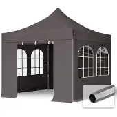 TOOLPORT 3x3 m stål, pop up partytelt, 4 sidepaneler, mørkegrå