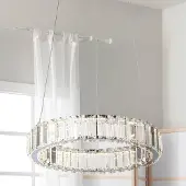 Searchlight LED-hengelampe Filumena, grå/klar, metall/glass, Ø 35 cm