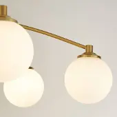 Searchlight Taklampe Feylinn, hvit/messing, glass, Ø 75 cm, 6 lyskilder.