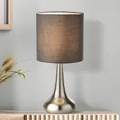 Searchlight Bordlampe Neraiah, grå/sølv, tekstil, 34 cm, dimbar