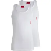 HUGO for man. 50469778 Pack of 2 white logo vests (L), Homewear, Cotton