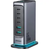 JOYROOM JR-TCM02 GaN 65W charger charging station 4xUSB-C 2xUSB-A UK plug - gray USB-hub - 6 porter - Grå