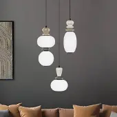 VIOKEF LED-pendellampe Gemma, Ø 38 cm, fargerik, glass/keramikk, 3 lyskilder