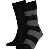 Tommy Hilfiger sokker 2-pakke stripet og ensfarget svart Antrasitt Svart Grå Størrelse