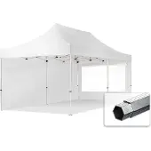 TOOLPORT 3x6 m aluminium, pop up partytelt, 2 sidepaneler, hvit