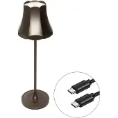 QAZQA Retro bordlampe mørk bronse oppladbar IP44 - Granny