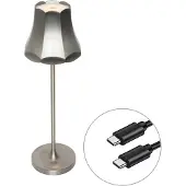 QAZQA Retro bordlampe gunmetal oppladbar IP44 - Granny