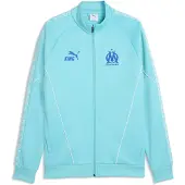 Puma Olympique de Marseille KING Anthem Jacket Men, Clothing, Aqua/White, 3XL