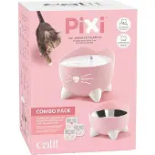 Catit Pixi Fountain Combo – Pixi vannskål 2,5 l + bolle, lys rosa