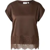 Vila Ellette Full Satin Lace Top Kort Ermet Bluse