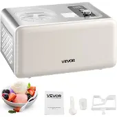 Vevor automatisk iskremmaskin med innebygd kompressor, 2 liter gelato-maskin uten forfrysing, elektrisk sorbet-maskin, 3 moduser kompressoriskremmaskin for hjemmekjøkken