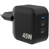 Sinox PRO 2xUSB-C PD-lader 45W, sort