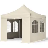 TOOLPORT 3x3 m aluminium, pop up partytelt, 4 sidepaneler, creme