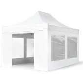 TOOLPORT 3x4,5 m aluminium, pop up partytelt, 4 sidepaneler, hvit