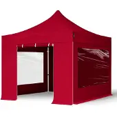 TOOLPORT 3x3 m aluminium, pop up partytelt, 4 sidepaneler, rød