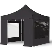 TOOLPORT 3x3 m aluminium, pop up partytelt, 4 sidepaneler, svart