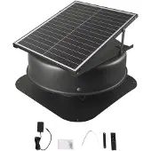 Vevor Takvifte til loft, 42W Smart Solar Takventilasjonsvifte med Termostat, Fjernkontroll, 2800 CFM Luftstrøm Innebygd Børsteløs DC Motor for Kjøling