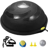 Vevor Halv treningsballtrener, 26 tommers balanseballtrener, 1500lbs kapasitet stabilitetsball, yogaball med motstandsbånd og fotpumpe, styrketreningsball for hjemmegym fullkroppstrening svart