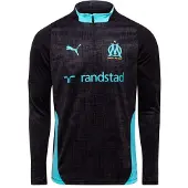 Puma Olympique de Marseille Training Quarter-Zip Top Youth, Clothing, Black/Aqua, 5-6Y