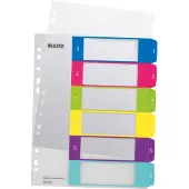 Leitz WOW - Inndeler - 6 deler - fortrykt: 1-6 - for A4 Plus (228 x 303 mm) - med fliker - multifarge