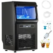 Vevor kommersiell ismaskin, 80lbs/24T ismaskin med 12lbs lagringskapasitet, 36 isbiter på 15 minutter, LED digitalt display frittstående selvrensende for bar kontor restaurant