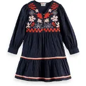 Scotch & Soda Clip Jacquard Embroidered Kjole Med Lange Ermer