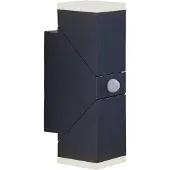 LINDBY LED-vegglampe Sally, 22 cm, antrasitt, IP54, sensor