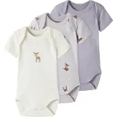 Name it Bodyer k/e - Noos - NbfBody - 3-pack - Lilac Marble/W/Je - - 2 år (92) - Kortermet body