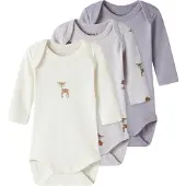 Name it Bodyer I/e - Noos - NbfBody - 3-pack - Lilac Marble/W/Je - - 1 år (80) - Langermet Body