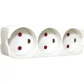 Gripo Socket with 3 outlets and earth White