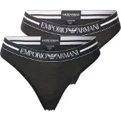 Emporio Armani for woman. EW000406_AF19023 Set of 2 organic knit Brazilian panties with black logo band (M), Homewear, Cotton