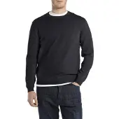 Replay for man. UK4851.000.G22578 Cotton jumper with blue embroidery r (S), Casual