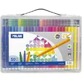 Aucune Gjennomsiktig Veske Med 50 Koniske Fibrepensler (geometrisk Design)