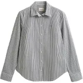 Gant for woman. 4300487 Navy striped slim-fit poplin shirt (36), Casual, Cotton, Classic, Long sleeve