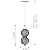 Quintiesse LED-hengelampe PALMAS, gull/røykgrå, Ø 15 cm, 2 lyskilder, glass