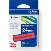 Brother TZe-451 - Standardklebemiddel - svart på rødt - Rull (2,4 cm x 8 m) 1 kassett(er) laminert teip - for PT-D600 P-Touch PT-2430, 3600, 7600, 9800, D800, E500, E550, H500, P750, P900