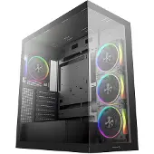 DeepCool CG580 4F V2 - Tower - ATX - sidepanel med vindu (herdet glass) - ingen strømforsyning (ATX / PS/2) - svart - USB/lyd