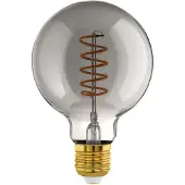 Eglo CONNECT-Z E27 LED G95 røykfarget globepære med spiral varmt hvitt lys