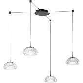 FABAS LUCE LED-hengelampe Brena, 4 lyskilder, klar, glass, CCT, dimbar
