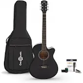 Gear4Music Single Cutaway Elektroakustisk Gitar og Tilbehørspakke fra Svart