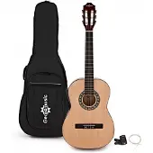Gear4Music 3/4 Klassisk Gitar Natural Pakke fra