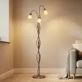 ONLI Gulvlampe Alga, 3 lyskilder, jern, glass, florentinsk