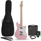 Gear4Music Seattle Electric Guitar Pink 10W Guitar Amp & Accessory Pack