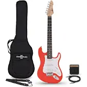 Gear4Music 3/4 LA Elektrisk Gitar Rød Mini Gitarforsterkerpakke