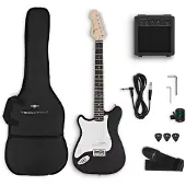 Gear4Music VISIONSTRING 3/4 Venstrehendt Elektrisk Gitarpakke Svart